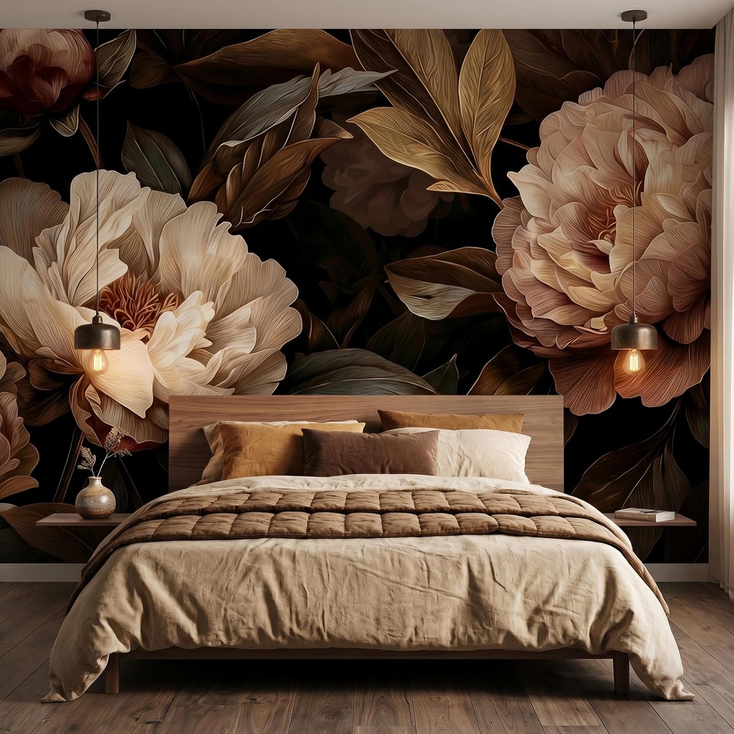 Interior Design Modern - Elegant Peony Floral Tapestry Wall Hanging