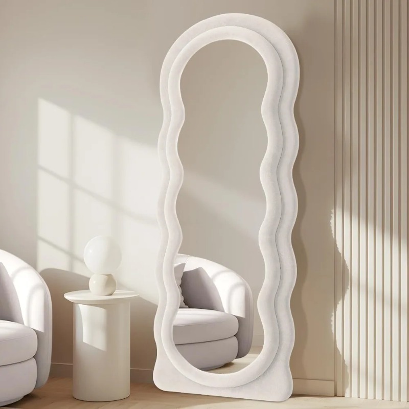 Arch Mirror Leaning - Full Length Mirror 63x24 Arched Wavy