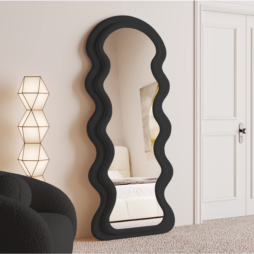Arch Mirror Leaning - Full Length Wavy Mirror, 63