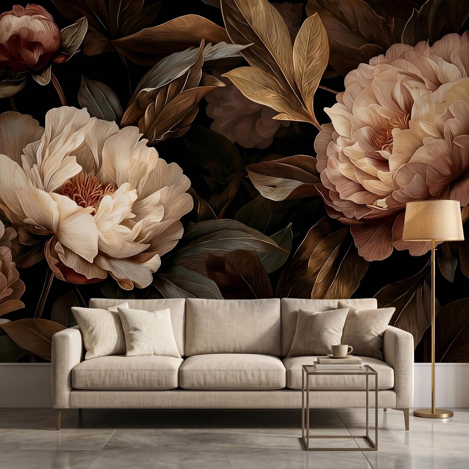 Elegant Peony Floral Tapestry  - Interior Design Modern ulasan dan harga