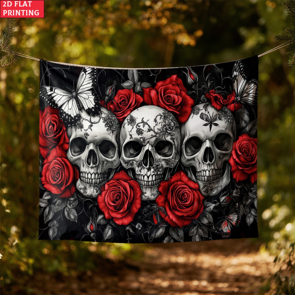 unframed Skull and Roses Gothi - Interior Design Modern ulasan dan harga