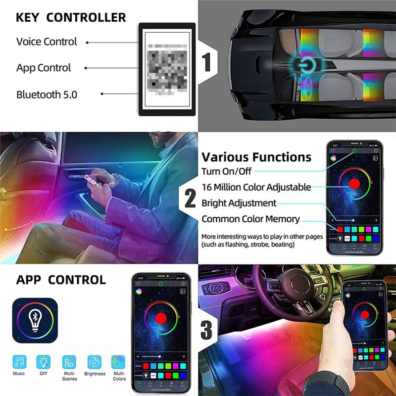A30F-Car LED Lights Interior S - Interior Design Apps ulasan dan harga