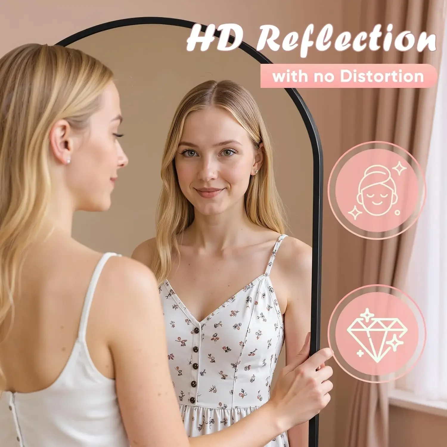 Arched Full Body Mirror 71 Inc - Arch Mirror Leaning ulasan dan harga