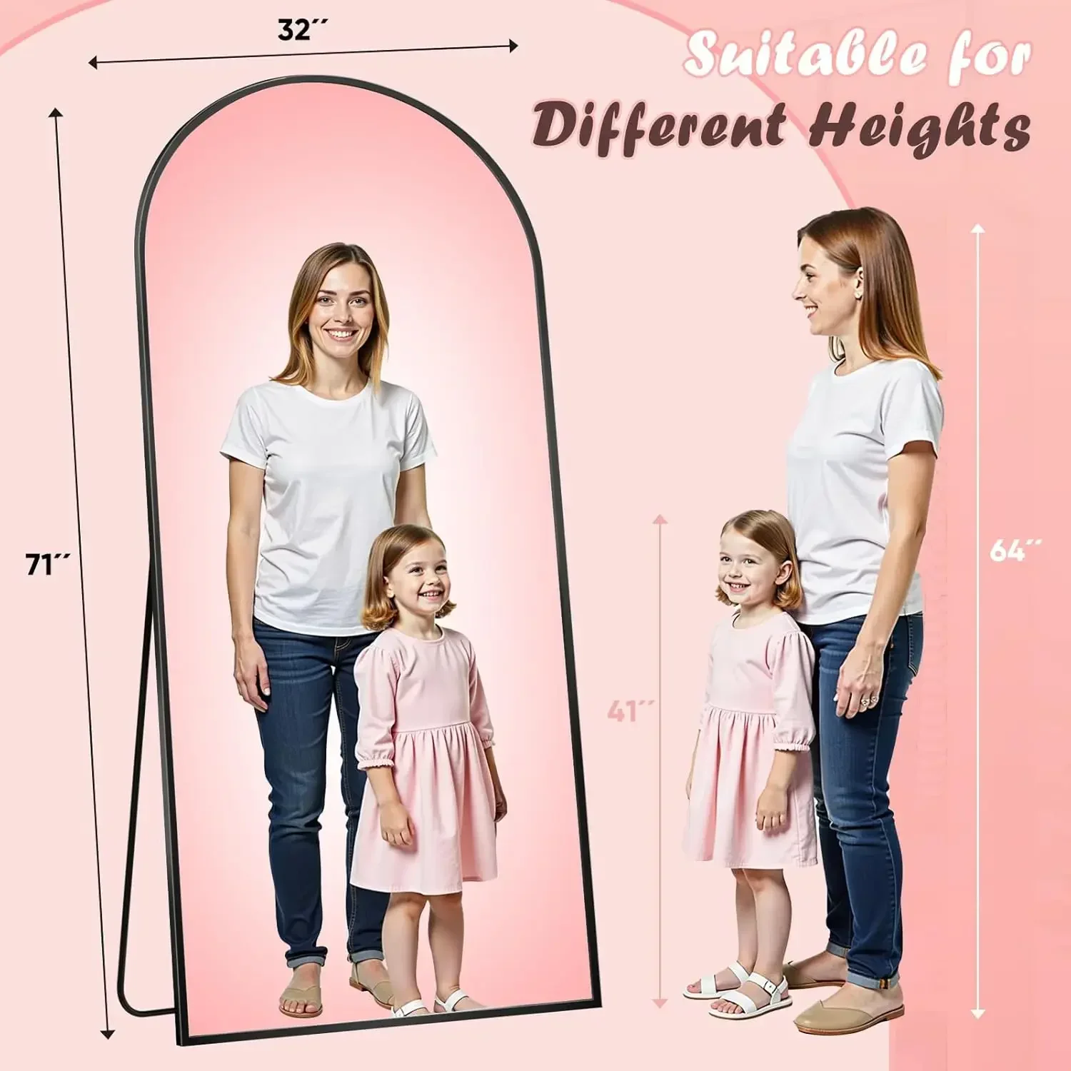 Arched Full Body Mirror 71 Inc - Arch Mirror Leaning ulasan dan harga