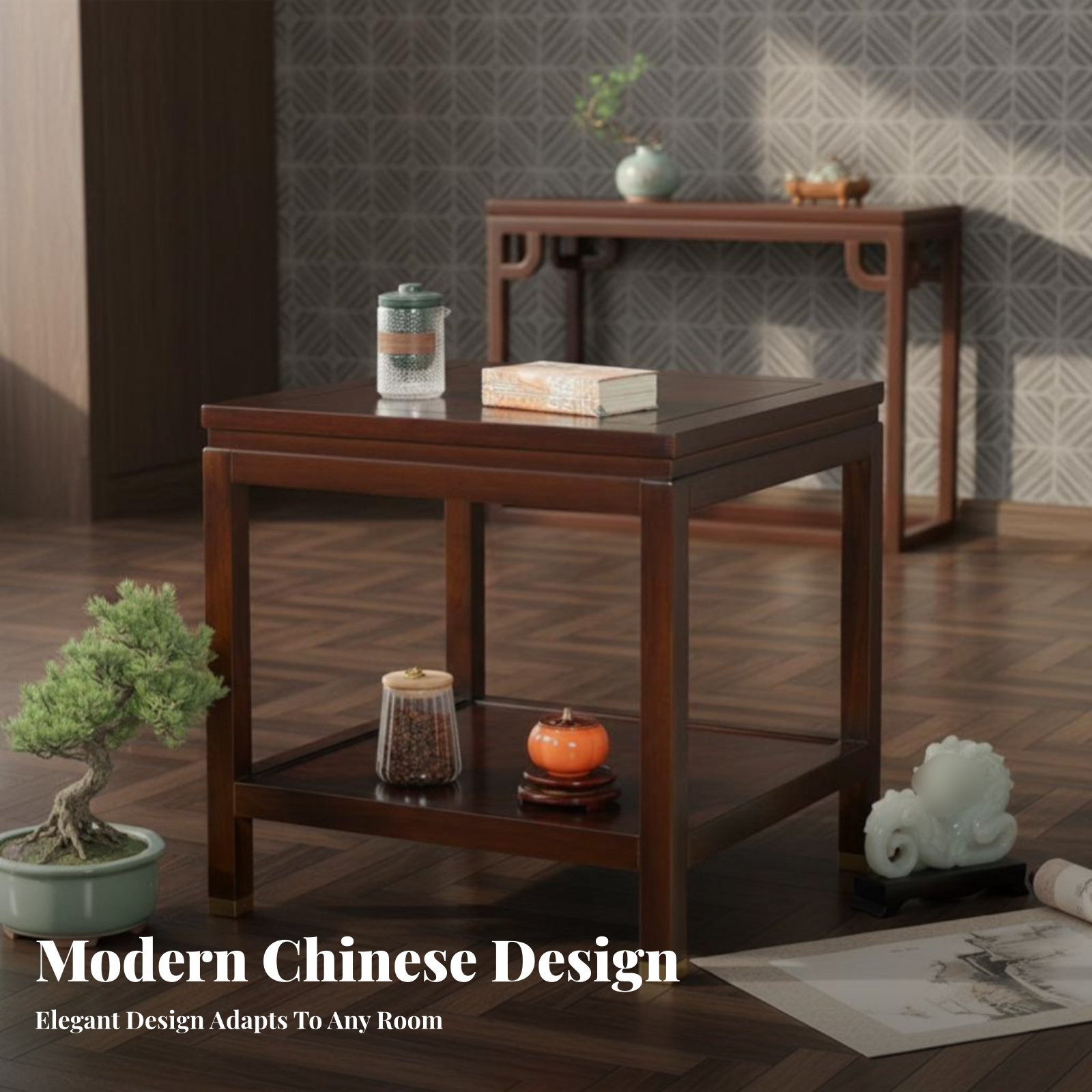 Dual-Level Square Table Minima - Interior Design Modern ulasan dan harga